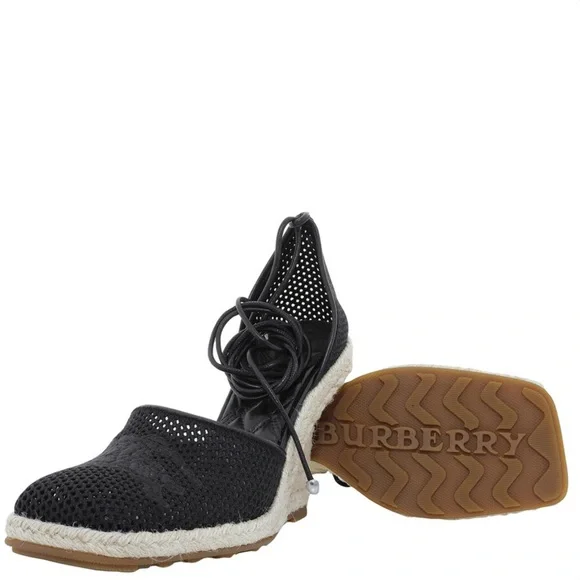 Burberry Black Woven Espadrille Wedges - Picture 2 of 5